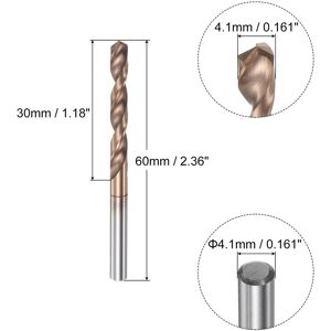 Unique 60mm Length Titanium Coated K35 Tungsten Carbide Twist Drill Bit 1Pcs 4.1mm Unique 60mm Length Titanium Coated K35 Tungsten Carbide Twist Drill Bit 1Pcs 4.1mm