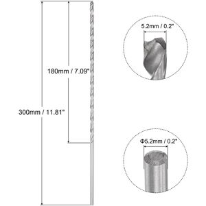 Unique 5.2mm Twist Drill Bits, High-Speed Steel Extra Long Drill Bit 300mm Length - 5.2x300mm Silver Tone 5.2x300mm Unique 5.2mm Twist Drill Bits, High-Speed Steel Extra Long Drill Bit 300mm Length - 5.2x300mm Silver Tone 5.2x300mm