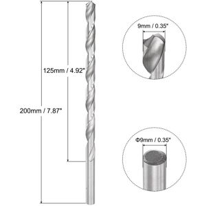Unique 9mm Twist Drill Bits, High-Speed Steel Extra Long Drill Bit 200mm Length - 9x200mm Silver Tone 9x200mm Unique 9mm Twist Drill Bits, High-Speed Steel Extra Long Drill Bit 200mm Length - 9x200mm Silver Tone 9x200mm