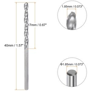 Unique 1.75mm C3/K10 Tungsten Carbide Precision Straight Shank Twist Drill Bit - Silver Tone 1.85mm Unique 1.75mm C3/K10 Tungsten Carbide Precision Straight Shank Twist Drill Bit - Silver Tone 1.85mm