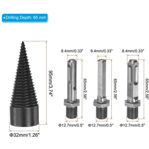 Unique 4Pcs Firewood Log Splitter Drill Bit Electric Drills Screw Cone Driver 32mm Unique 4Pcs Firewood Log Splitter Drill Bit Electric Drills Screw Cone Driver 32mm