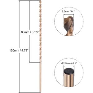 Unique M35 High Speed Steel Twist Drill Bit, Gold Oxide 2mm Drill Dia. 120mm Length - Gold Tone 2.5x120mm Unique M35 High Speed Steel Twist Drill Bit, Gold Oxide 2mm Drill Dia. 120mm Length - Gold Tone 2.5x120mm