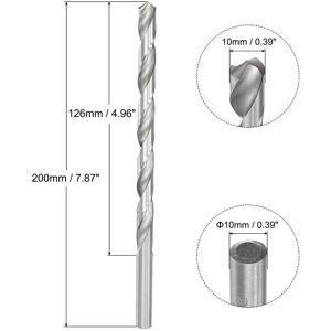 Unique 10mm Twist Drill Bits, High-Speed Steel Extra Long Drill Bit 200mm Length - 10x200mm Silver Tone 10x200mm Unique 10mm Twist Drill Bits, High-Speed Steel Extra Long Drill Bit 200mm Length - 10x200mm Silver Tone 10x200mm