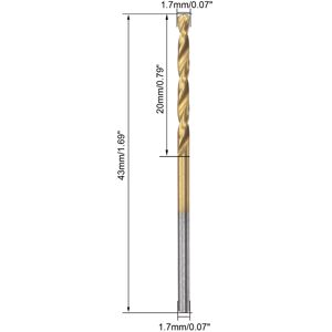 Unique HSS Straight Shank Twist Drill Bit Fully Ground Titanium Coated Tool 1.7mm x 20mm x 43mm Unique HSS Straight Shank Twist Drill Bit Fully Ground Titanium Coated Tool 1.7mm x 20mm x 43mm