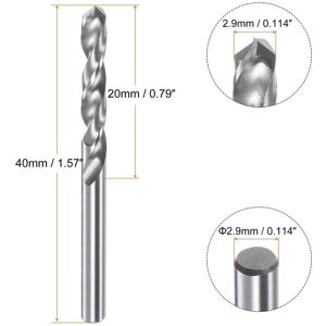 Unique 2pcs C3/K10 Tungsten Carbide Precision Straight Shank Twist Drill Bit - Silver Tone 2.9mm Unique 2pcs C3/K10 Tungsten Carbide Precision Straight Shank Twist Drill Bit - Silver Tone 2.9mm