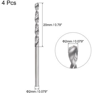 Unique 2mm C2/K20 Tungsten Carbide Straight Shank Spiral Flutes Twist Drill Bit 4pcs - Silver Tone 2mm Unique 2mm C2/K20 Tungsten Carbide Straight Shank Spiral Flutes Twist Drill Bit 4pcs - Silver Tone 2mm