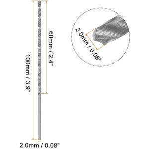 Unique 10pcs Extra Long Drill Bits, HSS High Speed Steel Drill Bit 2mmx100mm Unique 10pcs Extra Long Drill Bits, HSS High Speed Steel Drill Bit 2mmx100mm