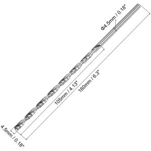 Unique HSS Straight Shank Jobber Twist Drill Bit Extension Length 4.5mmx160mm Unique HSS Straight Shank Jobber Twist Drill Bit Extension Length 4.5mmx160mm