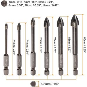 Unique 6pcs Titanium Masonry Drill Bit Set 4mm to 12mm Triangle Drill Bit w Hex Shank - Metallic color Metallic color Unique 6pcs Titanium Masonry Drill Bit Set 4mm to 12mm Triangle Drill Bit w Hex Shank - Metallic color Metallic color