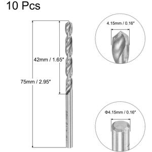 Unique 10 Pcs 3.3mm High Speed Steel Drill Bits, Fully Ground 65mm Length Drill Bit 4.15x75mm Unique 10 Pcs 3.3mm High Speed Steel Drill Bits, Fully Ground 65mm Length Drill Bit 4.15x75mm