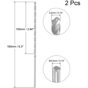 Unique High Speed Steel Extended Twist Drill Bits 1.5mm Drill Dia. 160mm Length 2 Pcs 3.2x160mm Unique High Speed Steel Extended Twist Drill Bits 1.5mm Drill Dia. 160mm Length 2 Pcs 3.2x160mm