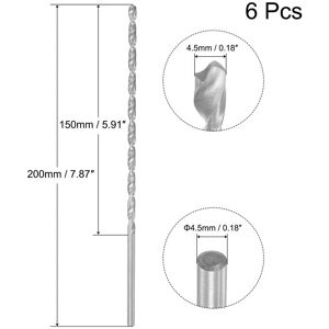 Unique High Speed Steel Extended Twist Drill Bits 2mm Drill Dia. 200mm Length 6 Pcs 4.5x200mm Unique High Speed Steel Extended Twist Drill Bits 2mm Drill Dia. 200mm Length 6 Pcs 4.5x200mm
