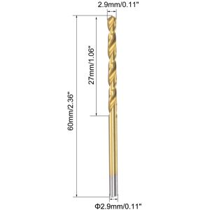 Unique HSS Straight Shank Twist Drill Bit Fully Ground Titanium Coated Drilling Tool 2.9mm x 27mm x 60mm Unique HSS Straight Shank Twist Drill Bit Fully Ground Titanium Coated Drilling Tool 2.9mm x 27mm x 60mm