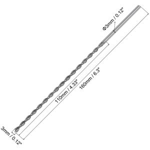 Unique High Speed Steel HSS Straight Shank Parabolic Flute Drill Bit 3mm Unique High Speed Steel HSS Straight Shank Parabolic Flute Drill Bit 3mm