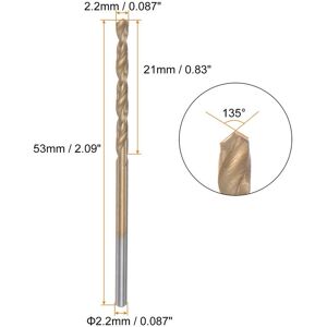 Unique 5pcs Titanium Coated M42 High Speed Steel Cobalt Twist Drill Bits 2.2mm Unique 5pcs Titanium Coated M42 High Speed Steel Cobalt Twist Drill Bits 2.2mm