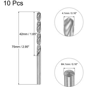 Unique 10 Pcs 3.25mm High Speed Steel Drill Bits, Fully Ground 65mm Length Drill Bit 4.1x75mm Unique 10 Pcs 3.25mm High Speed Steel Drill Bits, Fully Ground 65mm Length Drill Bit 4.1x75mm