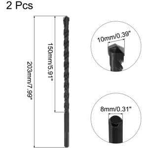 Unique Masonry Drill Bit Carbide Tip Spiral Rotary Tool, 10mm Cutting Dia (Black) 2 Pcs - 10x203mm Black 10x203mm Unique Masonry Drill Bit Carbide Tip Spiral Rotary Tool, 10mm Cutting Dia (Black) 2 Pcs - 10x203mm Black 10x203mm