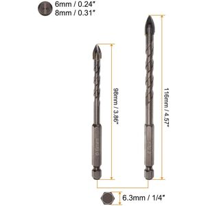 Unique 4pcs Titanium Masonry Drill Bit Set 6mm to 8mm Concrete Drill Bit w Hex Shank - Metallic color Metallic color Unique 4pcs Titanium Masonry Drill Bit Set 6mm to 8mm Concrete Drill Bit w Hex Shank - Metallic color Metallic color