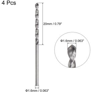 Unique 1mm C2/K20 Tungsten Carbide Straight Shank Spiral Flutes Twist Drill Bit 4pcs - Silver Tone 1.6mm Unique 1mm C2/K20 Tungsten Carbide Straight Shank Spiral Flutes Twist Drill Bit 4pcs - Silver Tone 1.6mm