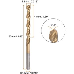 Unique 2pcs 5.1mm Titanium Coated M42 High Speed Steel 8% Cobalt (HSS) Twist Drill Bits 5.4mm Unique 2pcs 5.1mm Titanium Coated M42 High Speed Steel 8% Cobalt (HSS) Twist Drill Bits 5.4mm