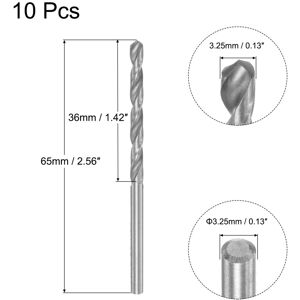 Unique 10 Pcs 3.25mm High Speed Steel Drill Bits, Fully Ground 65mm Length Drill Bit 3.25x65mm Unique 10 Pcs 3.25mm High Speed Steel Drill Bits, Fully Ground 65mm Length Drill Bit 3.25x65mm