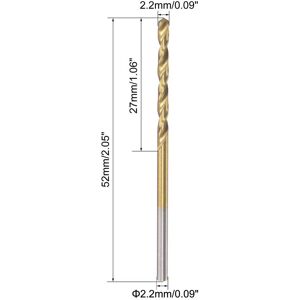 Unique HSS Straight Shank Twist Drill Bit Fully Ground Titanium Coated Drilling Tool 2.2mm x 27mm x 52mm Unique HSS Straight Shank Twist Drill Bit Fully Ground Titanium Coated Drilling Tool 2.2mm x 27mm x 52mm