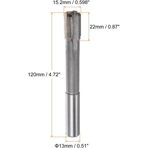 Unique 15.2mm H7 Tungsten Carbide Tip Straight Flutes Lathe Machine Chucking Reamer Gray 15.2mm Unique 15.2mm H7 Tungsten Carbide Tip Straight Flutes Lathe Machine Chucking Reamer Gray 15.2mm