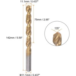 Unique Titanium Coated M42 High Speed Steel Cobalt (HSS) Twist Drill Bit 11.1mm Unique Titanium Coated M42 High Speed Steel Cobalt (HSS) Twist Drill Bit 11.1mm