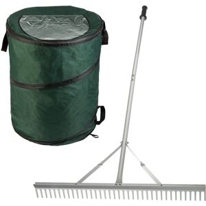 Pure Garden 36” Wide Leaf Rake and 46-Gal Pop Up Lawn Bag Gardening Tools Set for Yard Maintenance Green Pure Garden 36” Wide Leaf Rake and 46-Gal Pop Up Lawn Bag Gardening Tools Set for Yard Maintenance Green