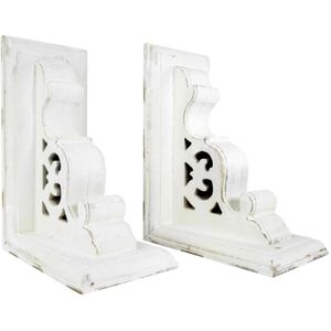 American Art Decor Heavy Duty Wood Bookends for Books/CDs/Vinyls White 5.8 In. L X 7.75 In. H X 3.5 In. D American Art Decor Heavy Duty Wood Bookends for Books/CDs/Vinyls White 5.8 In. L X 7.75 In. H X 3.5 In. D