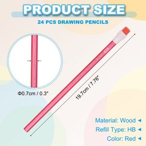 Unique HB Graphite Pencil, Hexagon Round Wooden Pencil with Eraser for Office Writing Supplies Red Unique HB Graphite Pencil, Hexagon Round Wooden Pencil with Eraser for Office Writing Supplies Red