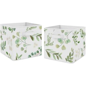 Sweet Jojo Designs Floral Leaf Collection Foldable Fabric Storage Bins - Green and White Boho Watercolor Botanical Woodland Tropical Garden Green/White 11.0 In. L X 10.5 In. W X 10.5 In. H Sweet Jojo Designs Floral Leaf Collection Foldable Fabric Storage Bins - Green and White Boho Watercolor Botanical Woodland Tropical Garden Green/White 11.0 In. L X 10.5 In. W X 10.5 In. H