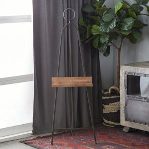 ARCILLA ELEMENTAL Black Metal Large Adjustable Display Easel with Chain Support and Wood Tray Black 15.5 In. L X 18.0 In. W X 51.63 In. H ARCILLA ELEMENTAL Black Metal Large Adjustable Display Easel with Chain Support and Wood Tray Black 15.5 In. L X 18.0 In. W X 51.63 In. H