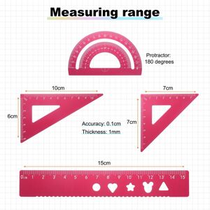 Unique Triangular Ruler Set Aluminum Geometric Protractor Triangle Engineering Scale Drafting Ruler for Office Home - Blue Red 15mm Unique Triangular Ruler Set Aluminum Geometric Protractor Triangle Engineering Scale Drafting Ruler for Office Home - Blue Red 15mm