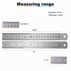 Unique Stainless Steel Ruler Metric Inch Straight End Ruler for Classroom Home Office - Silver 20cm (8 Inch) Unique Stainless Steel Ruler Metric Inch Straight End Ruler for Classroom Home Office - Silver 20cm (8 Inch)