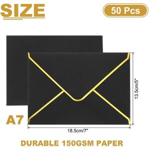 Unique Envelopes, Card V Flap Envelope Round Edge Valentine Envelopes with Gold Border for Office Wedding Card Black A7 Unique Envelopes, Card V Flap Envelope Round Edge Valentine Envelopes with Gold Border for Office Wedding Card Black A7