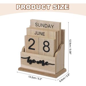 Unique Wooden Desk Calendar, Wood Block Perpetual Calendar Vintage Reusable Brown Unique Wooden Desk Calendar, Wood Block Perpetual Calendar Vintage Reusable Brown
