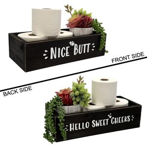 Admired by Nature Hello Sweet Cheeks Wood Toilet Paper Holder, Farmhouse Black 8.0 In. L X 15.0 In. W X 4.0 In. H Admired by Nature Hello Sweet Cheeks Wood Toilet Paper Holder, Farmhouse Black 8.0 In. L X 15.0 In. W X 4.0 In. H