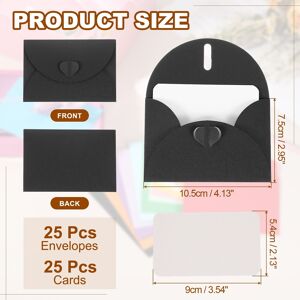 Unique Mini Envelopes with Heart Clasp Blank Note Cards Black Unique Mini Envelopes with Heart Clasp Blank Note Cards Black