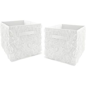 Sweet Jojo Designs White Floral Rose Foldable Fabric Storage Bins - Solid Flower Luxurious Elegant Princess Vintage Boho Shabby Chic Luxury Glam White 11.0 In. L X 10.5 In. W X 10.5 In. H Sweet Jojo Designs White Floral Rose Foldable Fabric Storage Bins - Solid Flower Luxurious Elegant Princess Vintage Boho Shabby Chic Luxury Glam White 11.0 In. L X 10.5 In. W X 10.5 In. H