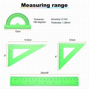 Unique Triangular Ruler Set Plastic Metric Inch Protractor Triangle Engineering Scale Drafting Ruler Kit for Office Home Green 20cm Unique Triangular Ruler Set Plastic Metric Inch Protractor Triangle Engineering Scale Drafting Ruler Kit for Office Home Green 20cm