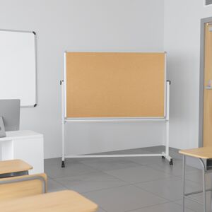 Flash Furniture Reversible Mobile Cork Bulletin & White Board with Pen Tray White 64.25 Flash Furniture Reversible Mobile Cork Bulletin & White Board with Pen Tray White 64.25