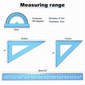 Unique Triangular Ruler Set Plastic Metric Inch Protractor Triangle Engineering Scale Drafting Ruler Kit for Office Home Blue 30cm Unique Triangular Ruler Set Plastic Metric Inch Protractor Triangle Engineering Scale Drafting Ruler Kit for Office Home Blue 30cm