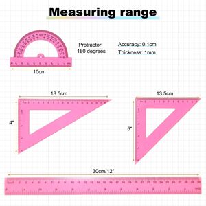Unique Triangular Ruler Set Plastic Metric Inch Protractor Triangle Engineering Scale Drafting Ruler Kit for Office Home Red 30cm Unique Triangular Ruler Set Plastic Metric Inch Protractor Triangle Engineering Scale Drafting Ruler Kit for Office Home Red 30cm