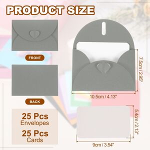 Unique Mini Envelopes with Heart Clasp Blank Note Cards Silver Unique Mini Envelopes with Heart Clasp Blank Note Cards Silver