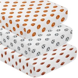Sweet Jojo Designs Sports Theme Boy 3 Pack Fitted Crib Sheets - Football Basketball Soccer Watercolor Vintage Sport Themed Balls Multi-Color 8.0 In. L X 28.0 In. W X 52.0 In. H Sweet Jojo Designs Sports Theme Boy 3 Pack Fitted Crib Sheets - Football Basketball Soccer Watercolor Vintage Sport Themed Balls Multi-Color 8.0 In. L X 28.0 In. W X 52.0 In. H
