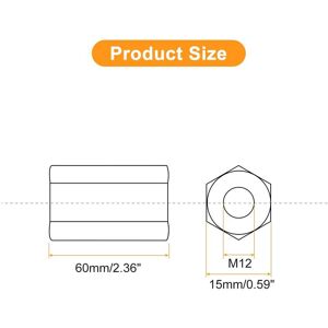 Unique Coupling Nuts - Galvanized Carbon Steel Hex Threaded Rod Coupler for Furniture M12x15x60mm Unique Coupling Nuts - Galvanized Carbon Steel Hex Threaded Rod Coupler for Furniture M12x15x60mm
