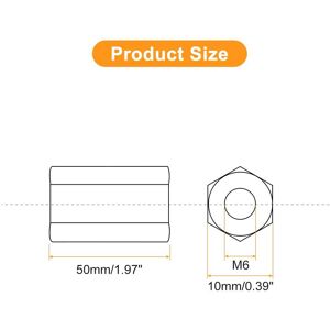 Unique Coupling Nuts - Galvanized Carbon Steel Hex Threaded Rod Coupler for Furniture M6x10x50mm Unique Coupling Nuts - Galvanized Carbon Steel Hex Threaded Rod Coupler for Furniture M6x10x50mm