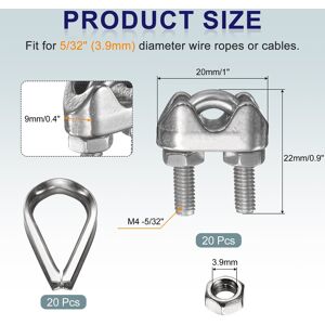 Unique Wire Rope U-Bolt Cable Clamps Saddle Fastener for Wire Rope Rigging Tent Rope Guardrail System - Silver M4 Unique Wire Rope U-Bolt Cable Clamps Saddle Fastener for Wire Rope Rigging Tent Rope Guardrail System - Silver M4