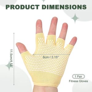 Unique Yoga Gloves, Non Slip Fingerless Pilates Gloves Breathable Exercise Workout Mittens Yellow Unique Yoga Gloves, Non Slip Fingerless Pilates Gloves Breathable Exercise Workout Mittens Yellow